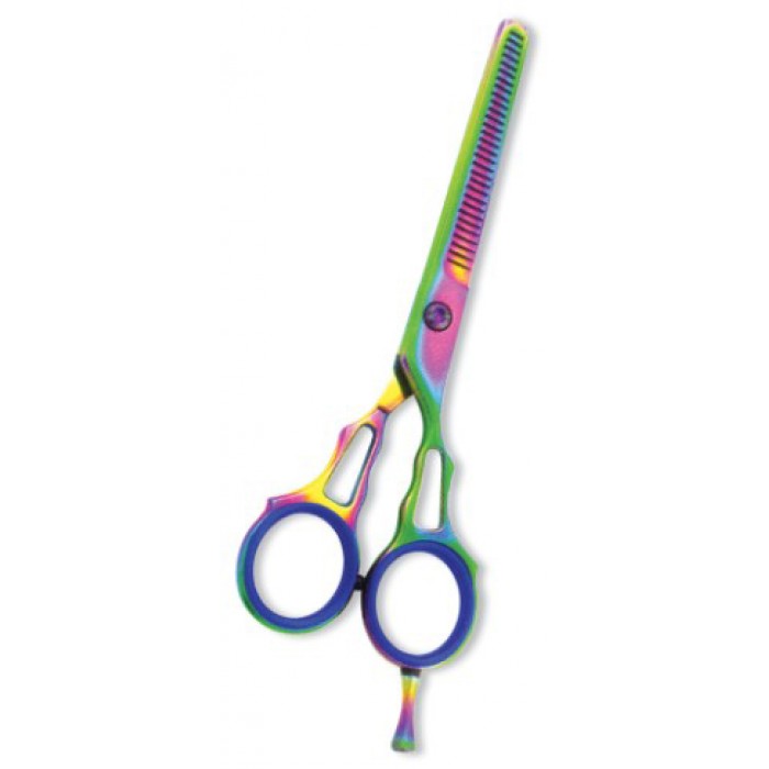 Professional Thinning Scissor. One Blade Teeth and One Blade Razor. Multicolor coating
