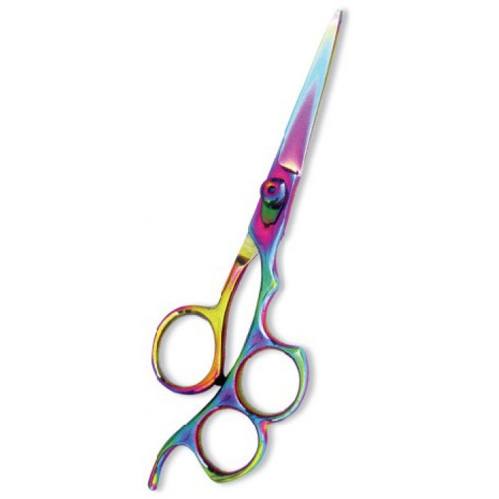 Professional Hair Cutting Scissor with razor edge. Multicolor Coating. Three Rings with screw adjust