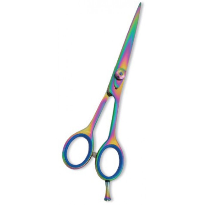 Professional Hair Cutting Scissor with razor edge. Multicolor Coating. Three Rings with screw adjust